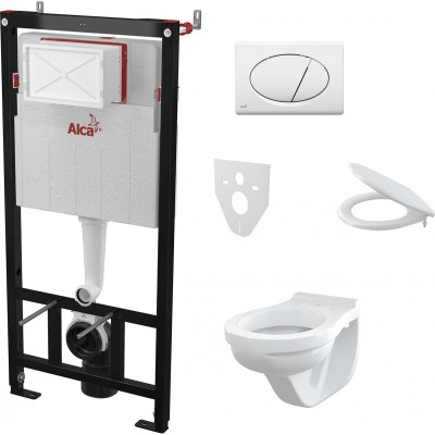 SET Унитаз подвесной WC Alca с инсталляцией Alcapast Sadromodul AM101/1120 + клавиша M70/M71